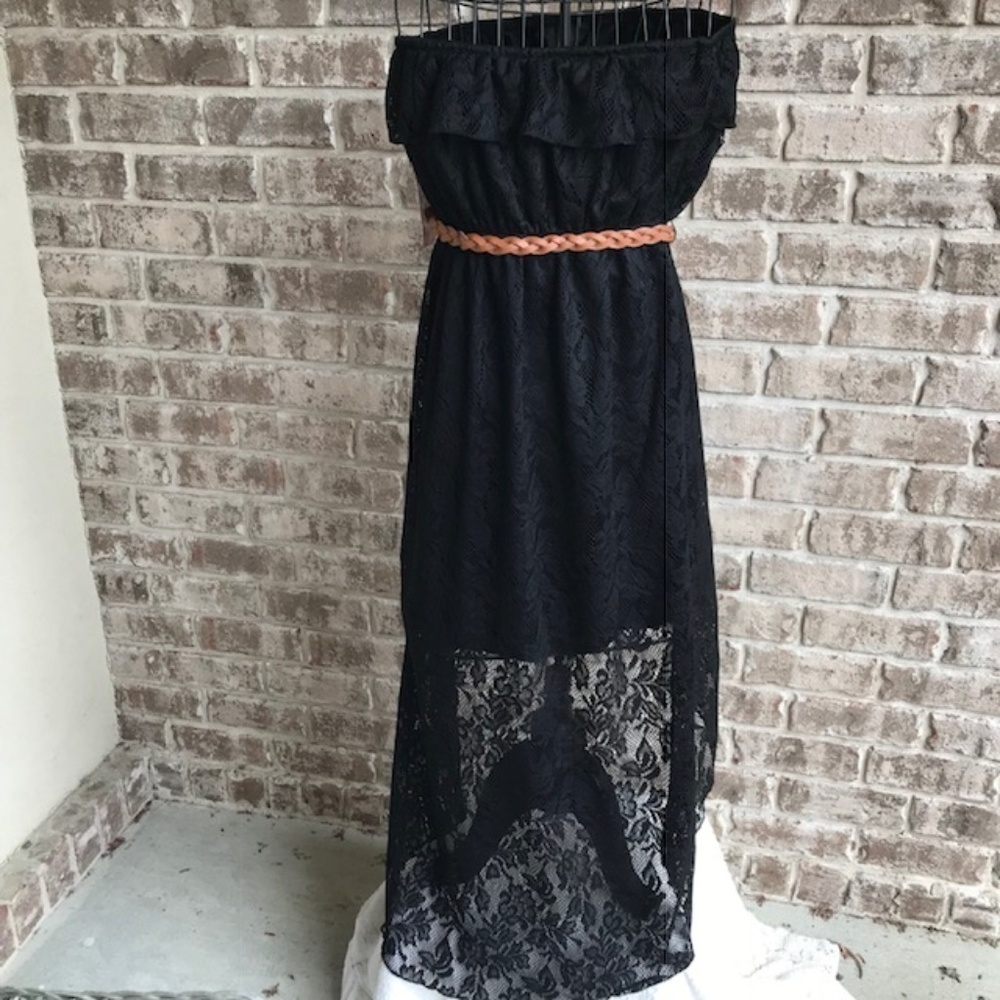 Trixxi Black Strapless Hi Low Crochet Dress NWT - Picture 4 of 8